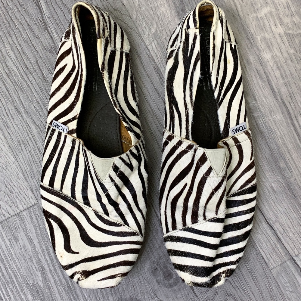 Zebra-Print Calf Hair Slipper, Black/White